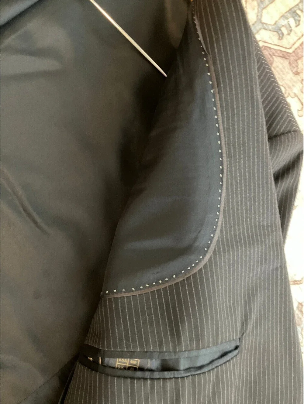 Brooks Brothers 346 Mens 40R Gray Pinstripe Blazer Wool Stretch Sport Coat